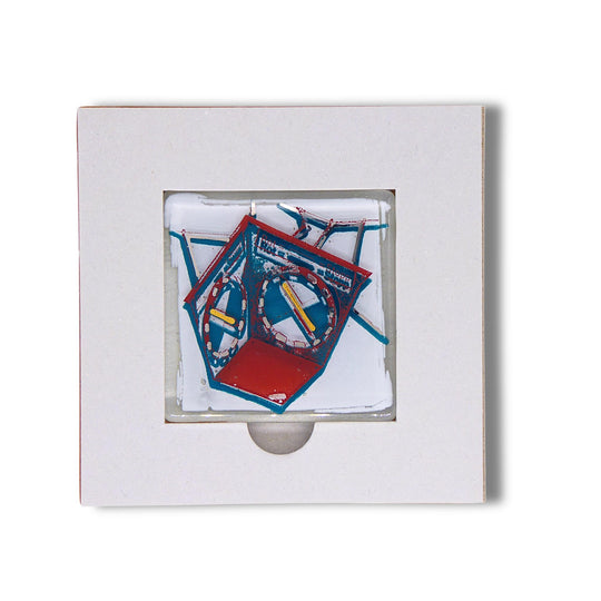 Edition 0/12. Pott Glas Gutschein-Potträt mit grünem Heuer-Ampel-Motiv. Foto in Schmelzglas im Gutschein-Karten-Inlay, quadratisches Format.