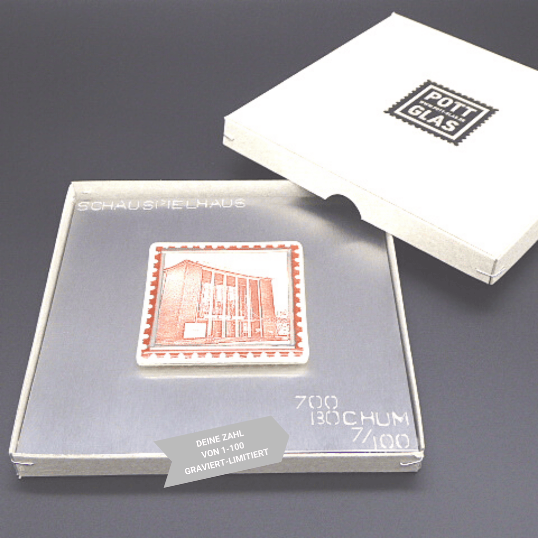 Limitierte Pott Glas Edition 2021 – 700 Jahre Bochum. Motivbeispiel: Schauspielhaus.