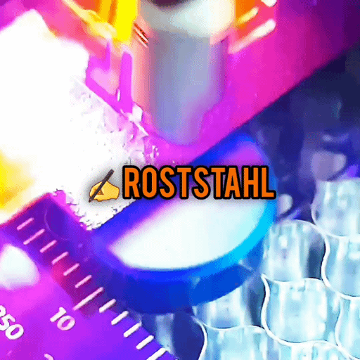 GIF 1 · POTT GLAS Wand-Potträt mit SchreibSteel. Zeigt den Prozess der Lasergravur mit der Standardgravur „BOCHUM“ auf Roststahl und Edelstahl.